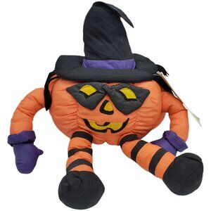 Vtg 1993 Paracutes Pumpkin Witch Plush Halloween Jack O Lantern Nylon Parachute